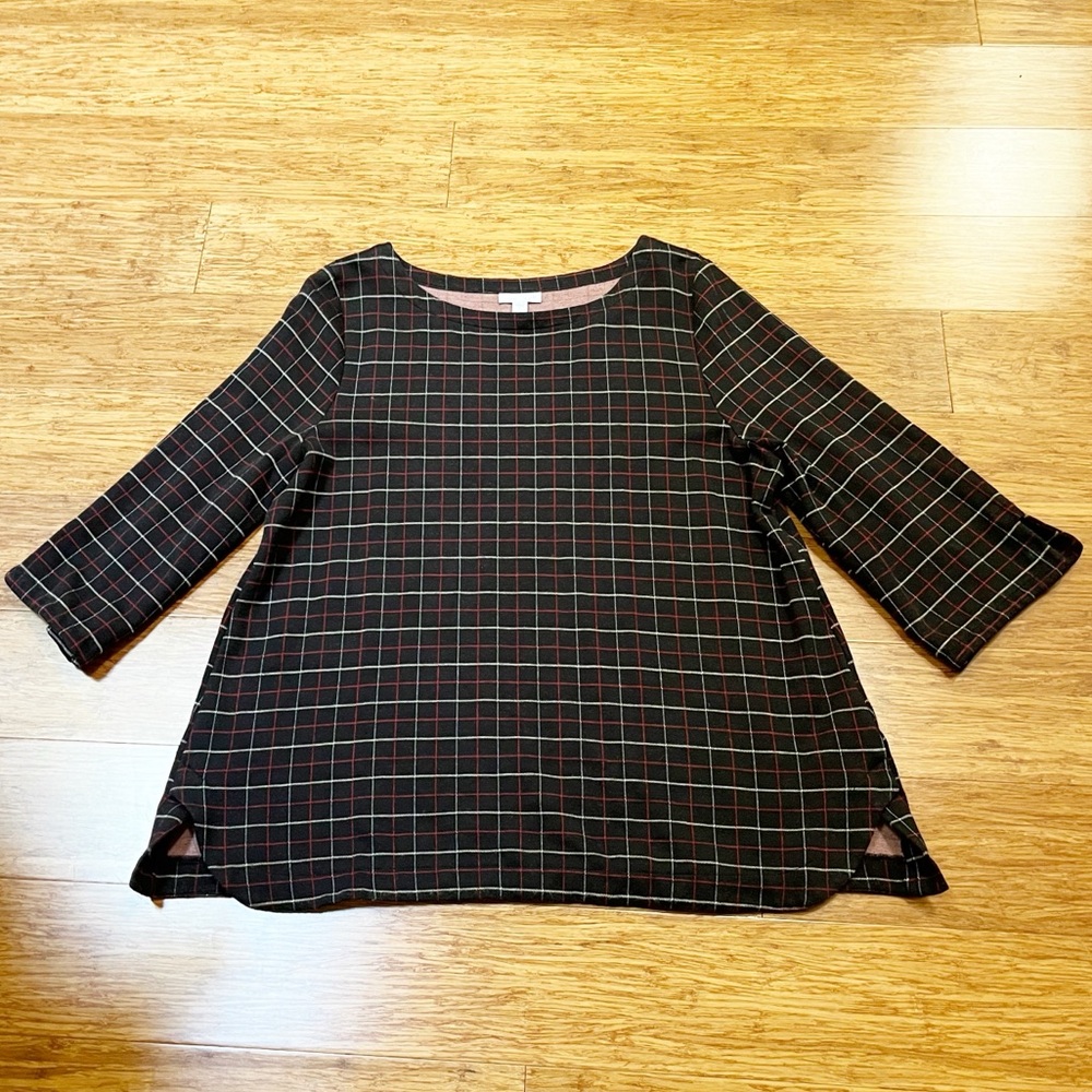 J. Jill Black Ponte Knit A-Line Boat Neck 3/4 sleeve top. Size Women's Large - Picture 9 of 14